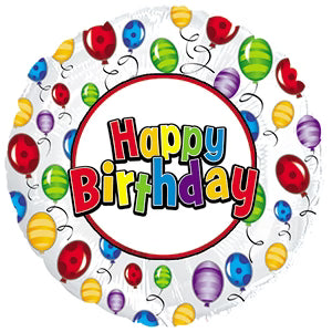 18" Happy Birthday Lots Of Balloons Helium Foil Balloons (5 Pack) #114861 (D)