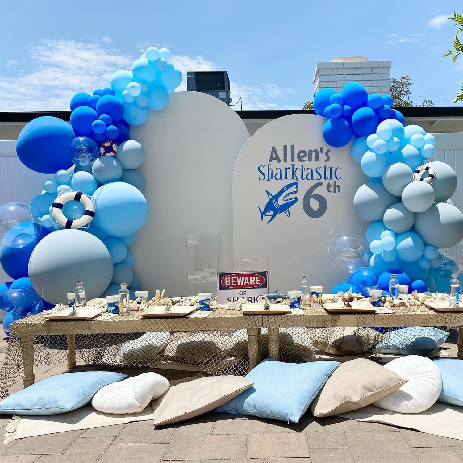 Shark Balloon Arch Kit for Ocean under the Sea Birthday Party Decorations 153Pcs Blue Balloon Garland Kit with Shark Foil Balloons for Kids Boys Shark Week Ocean Animals Theme Baby Shower Supplies