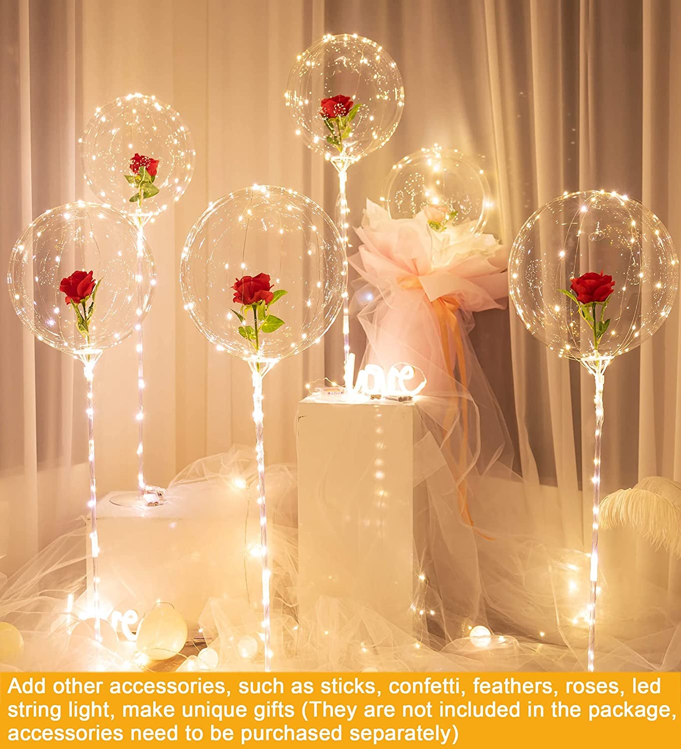 20 Inch Bobo Balloons, 10 Pcs Clear Bobo Balloon, Large Bubble Balloons | Transparent Bubble Balloon for Christmas Wedding Birthday Party Decoration