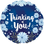 9" Thinking Of You Blue Flowers AIR FILL ONLY Foil Balloon (5 PACK) #124130