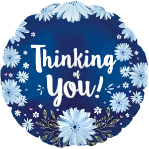 9" Thinking Of You Blue Flowers AIR FILL ONLY Foil Balloon (5 PACK) #124130