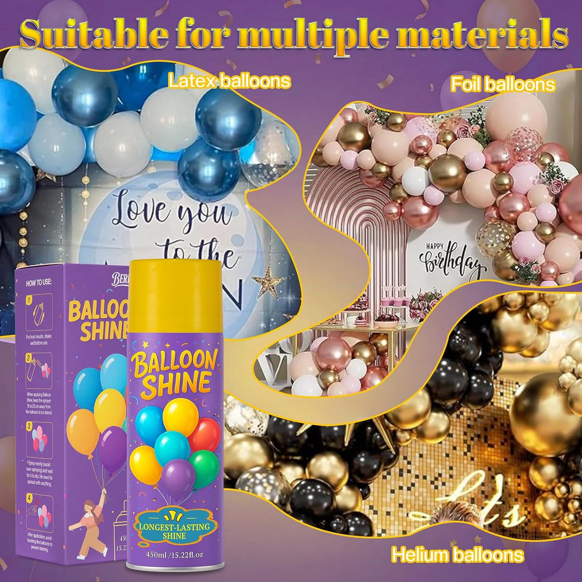 Balloon Shine Spray - 15 oz Silicone Formula for Parties