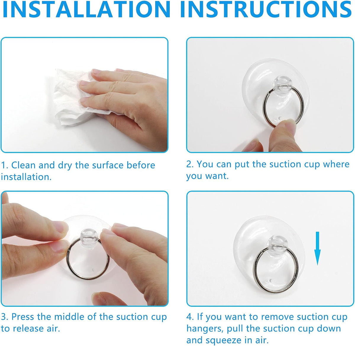 12-Piece Clear Suction Cup Set with Ring, 1.2" (30mm) PVC Sucker Pads
