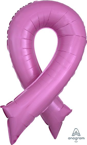 36" Large Pink Breast Cancer Awareness Ribbon Helium Foil Balloon #14418 1ct