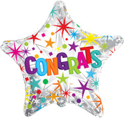 9" Congrats White Star Balloons Mini Foil Balloon Air Fill Only (5 PACK) #15021-09