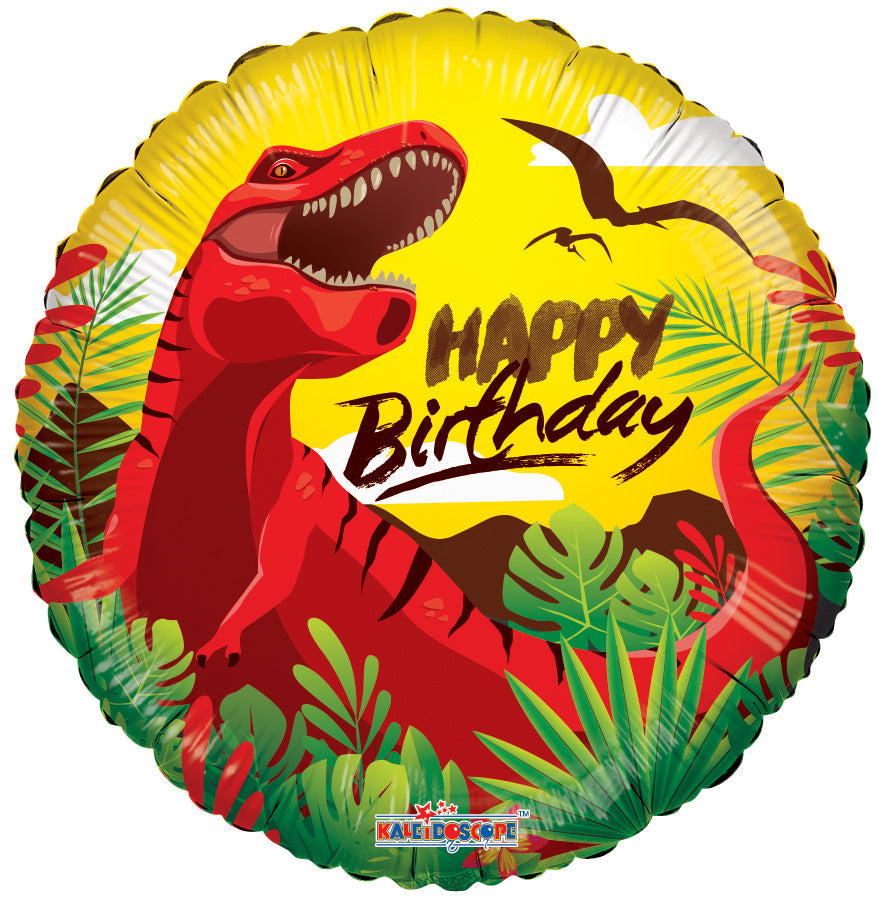 18" Happy Birthday Dinosaur Helium Foil Balloon (5 Pack) #15045-18