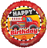 18" Happy Birthday Fire Engine Helium Foil Balloon (5 Pack) #15048