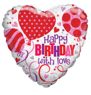 18" Happy Birthday With Love Helium Foil Balloon (5 Pack) #15052
