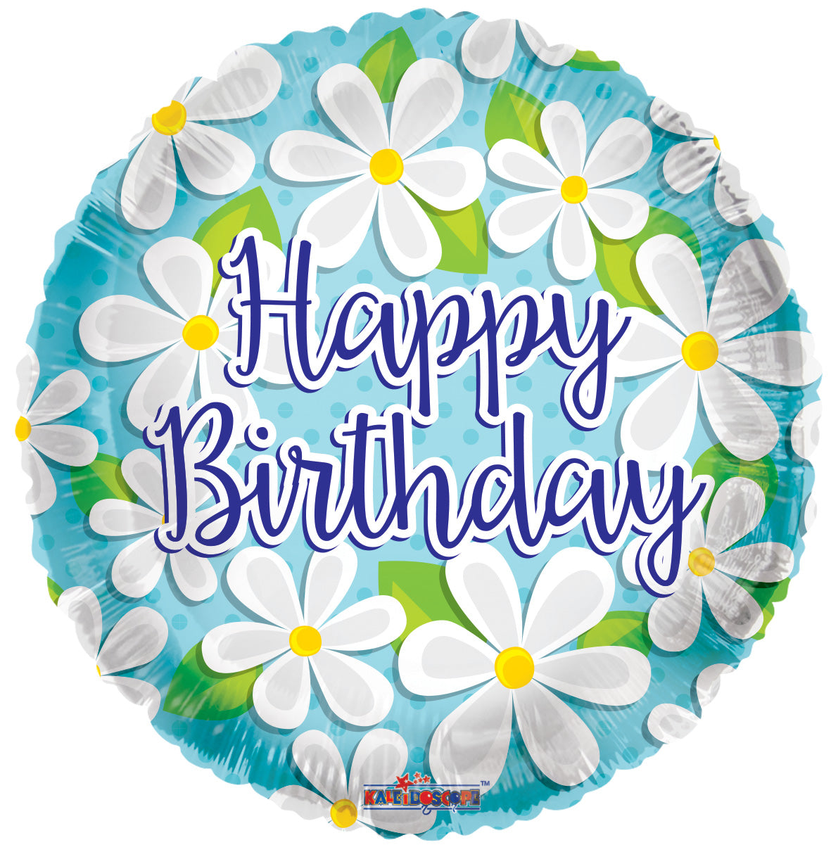 18" Happy Birthday White Daises Helium Foil Balloons (5 PACK) #15054