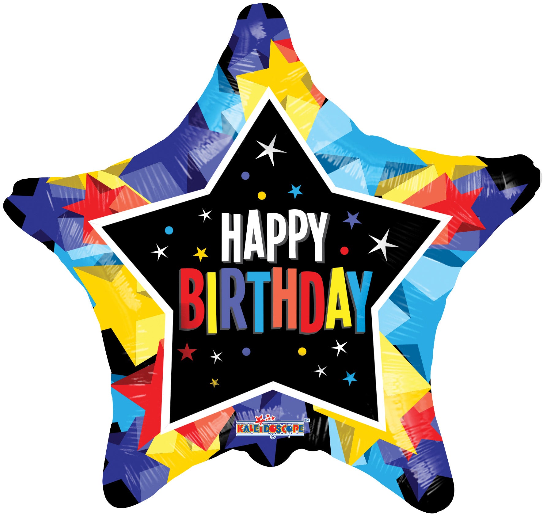 18" Happy Birthday Bright Color Star Helium Foil Balloon (5 Pack) #15058