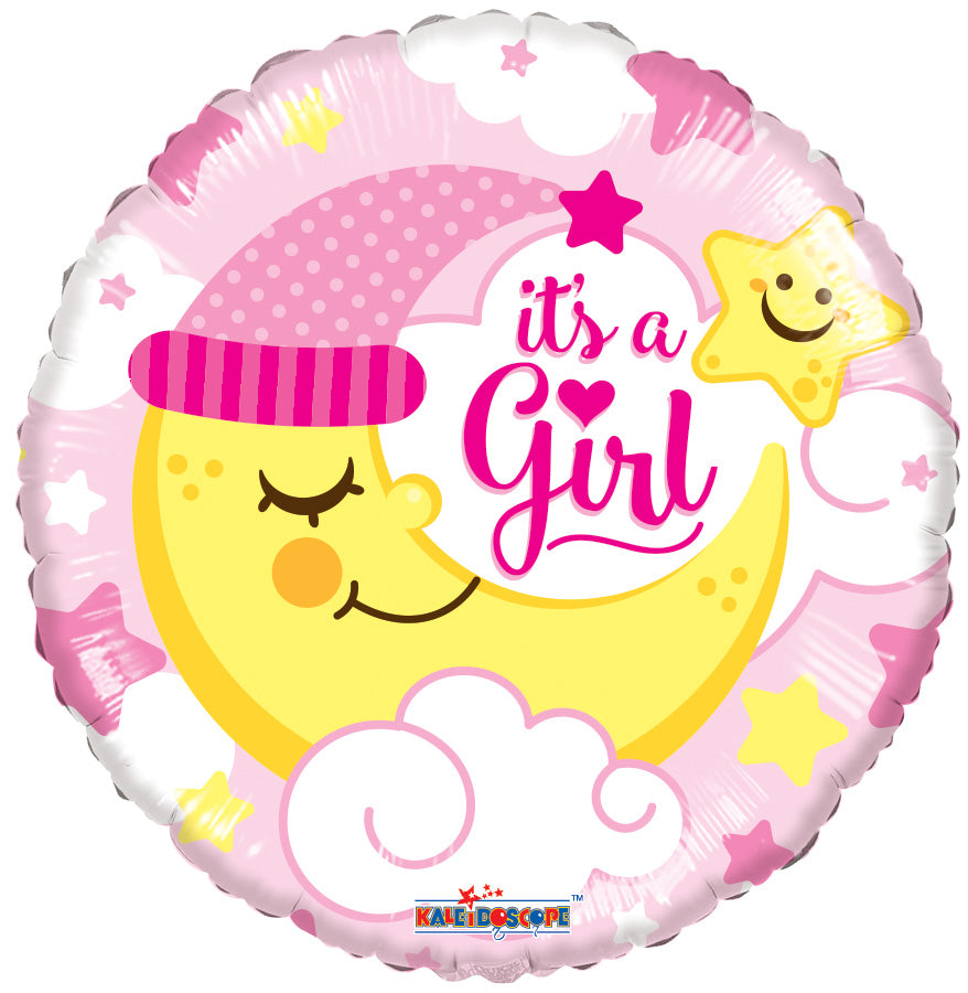 9" Mini It's A Girl Moon Balloon Air Fill Stick Balloons (5 Pack)  #15076-09