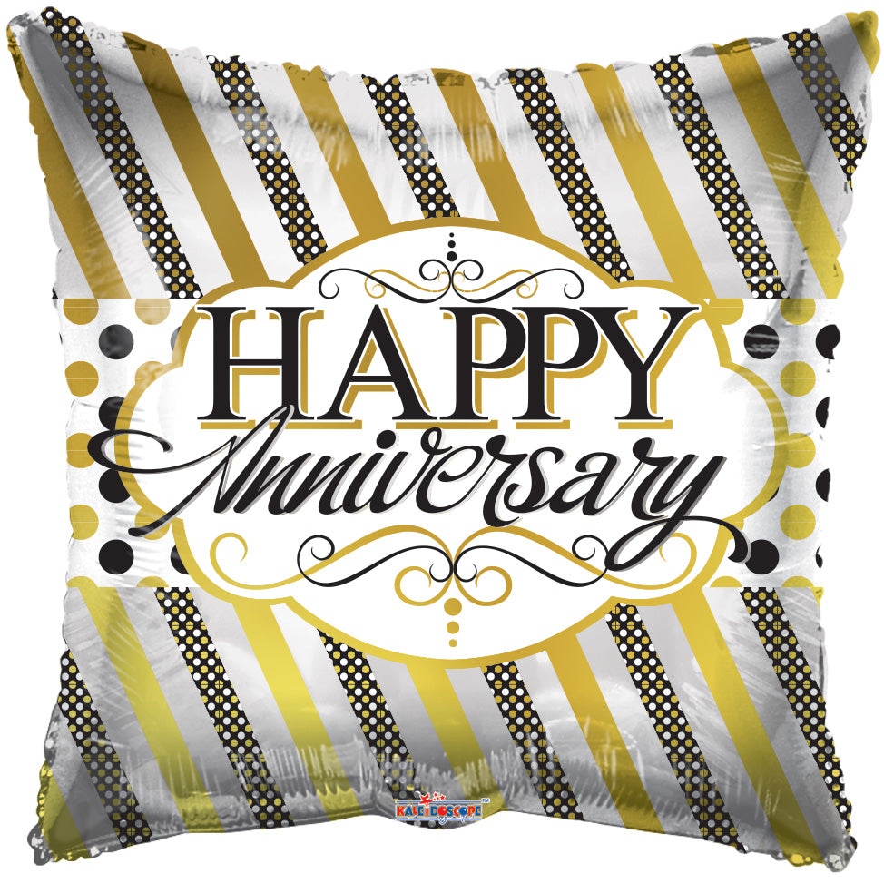 18" Anniversary Lines/Dots Square Shape (5 Pack) #15085