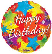 18" Happy Birthday Bright Stars Helium Foil Balloon (5 Pack) #15128-18