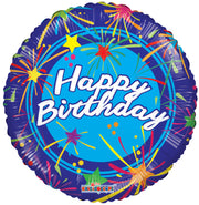 18" Happy Birthday Blue Stars Helium Foil Balloon (5 Pack)#15136