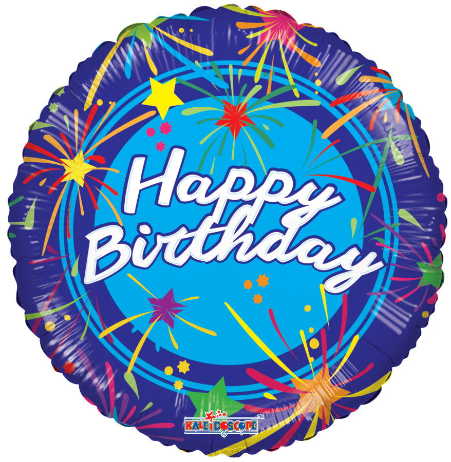 18" Happy Birthday Blue Stars Helium Foil Balloon (5 Pack)#15136