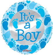 9" Baby Boy Blue Foot Prints Helium Foil Balloon (5 PACK) #15141