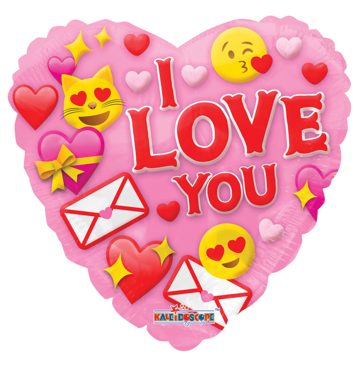 18" I Love You Heart Shape Emoji Gellibean Helium Balloon (5 Pack) #15161