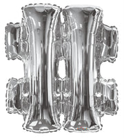 34" Large Silver Hash Tag # Balloon 1ct #15257-34S