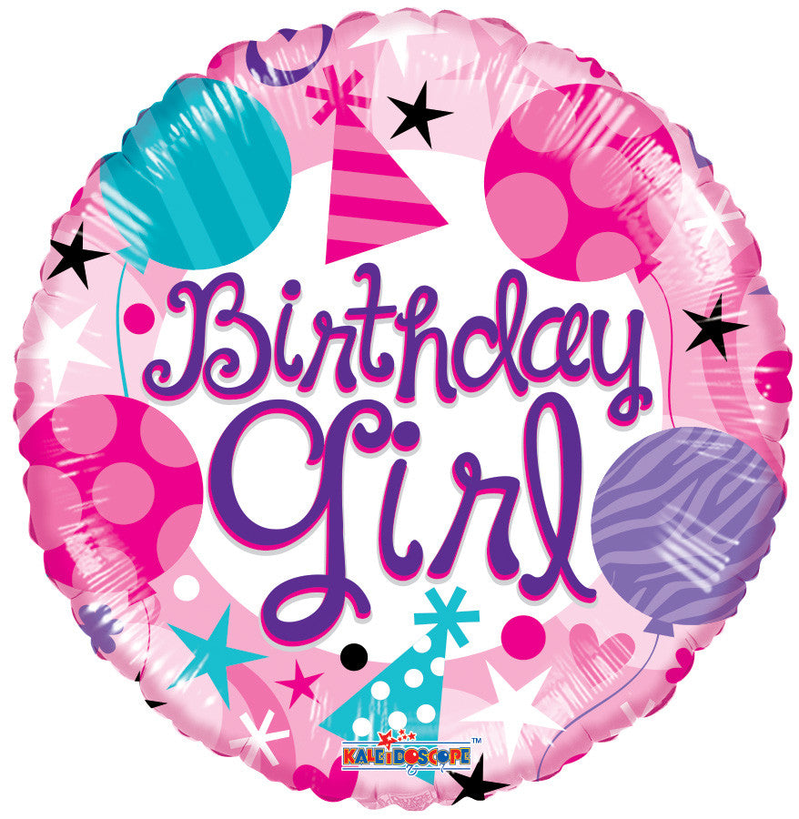 18" Happy Birthday Girl Pink Helium Foil Balloon (5 Pack) #15441