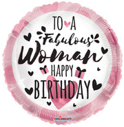 18" To a Fabulous Woman Happy Birthday Helium Foil Balloon (5 Pack) #15444