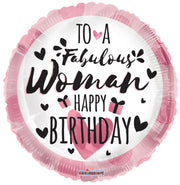 18" To a Fabulous Woman Happy Birthday Helium Foil Balloon (5 Pack) #15444