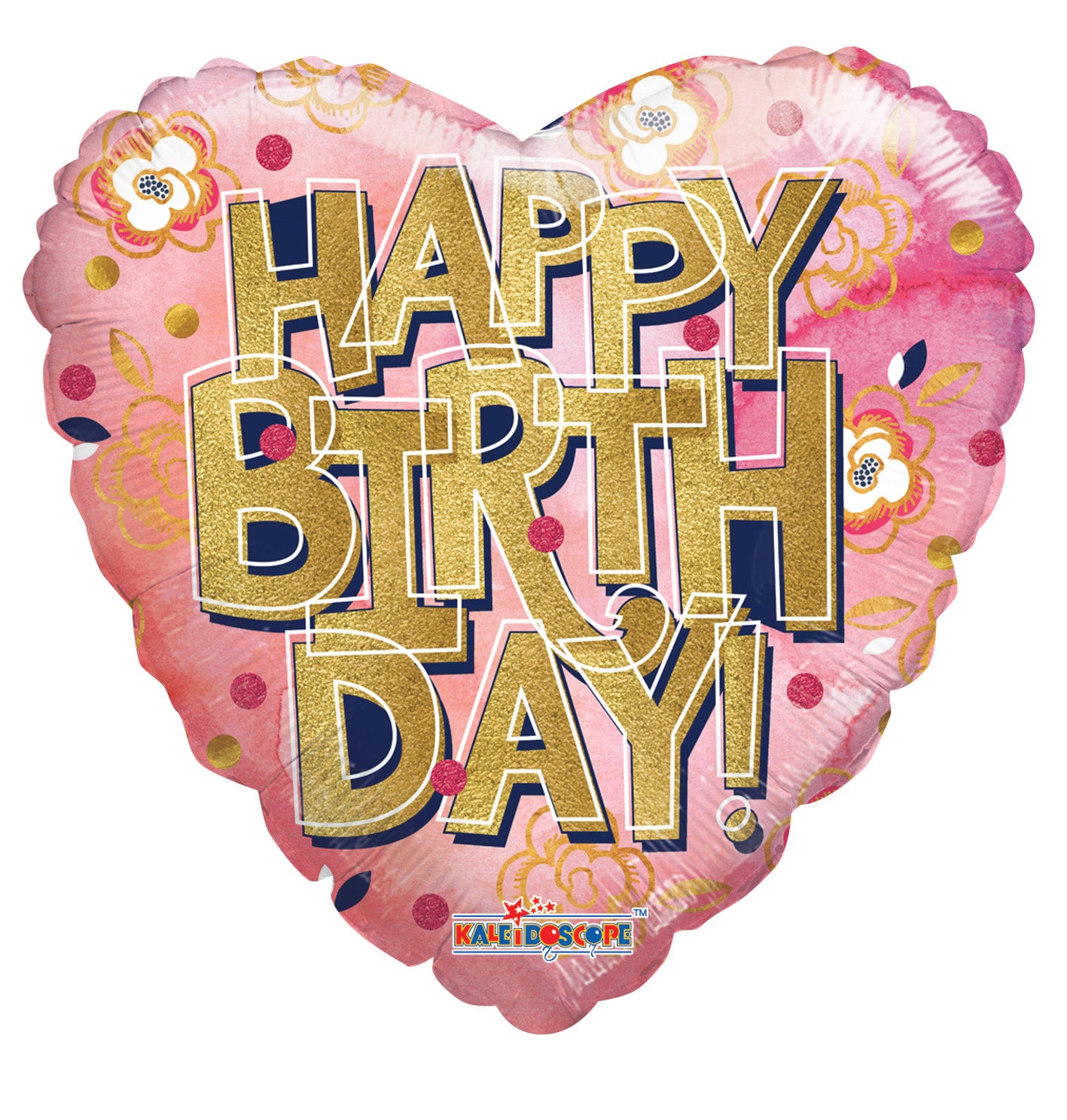 18" Happy Birthday Pink Heart Shape Helium Foil Balloon (5 PACK) #15445 (D)