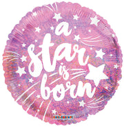 18" Star Is Born Pink Shape Helium Foil Balloon (5 PACK) #15493