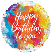 18" Happy Birthday Brushes Holographic Helium Foil Balloon (5 Pack) #15494