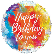 18" Happy Birthday Brushes Holographic Helium Foil Balloon (5 Pack) #15494