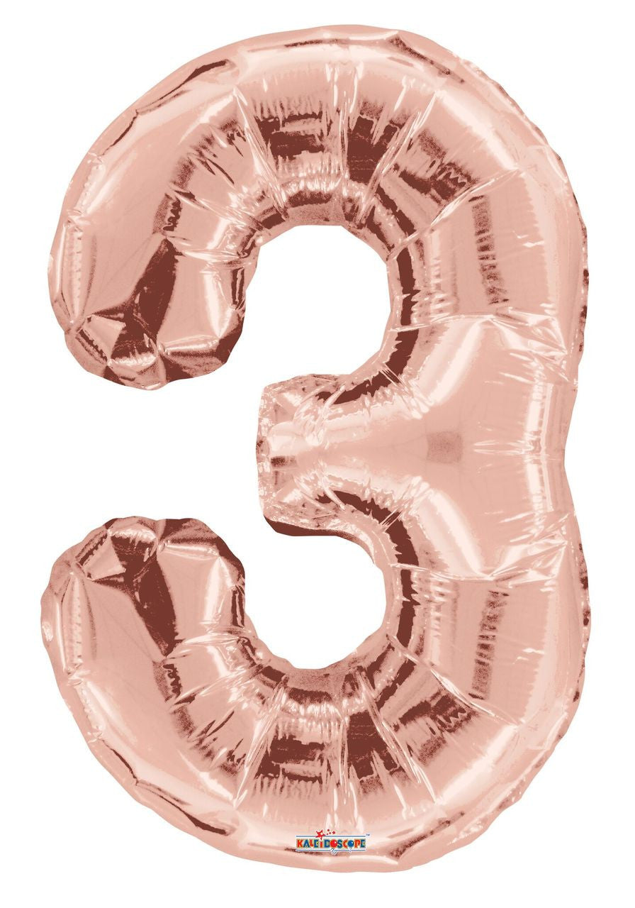 34" Large Rose Gold Number 3 Helium Balloon 1ct #15643-34S