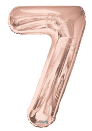 34" Large Rose Gold Number 7 Helium Balloon 1ct #15647-34S