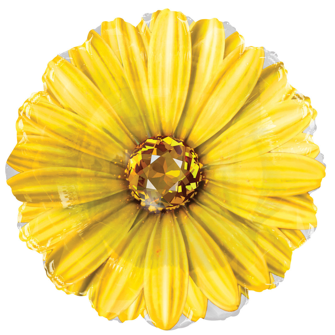 18" Yellow Rhinestone Daisy Helium Foil Balloon (5 Pack) #15753 (D)
