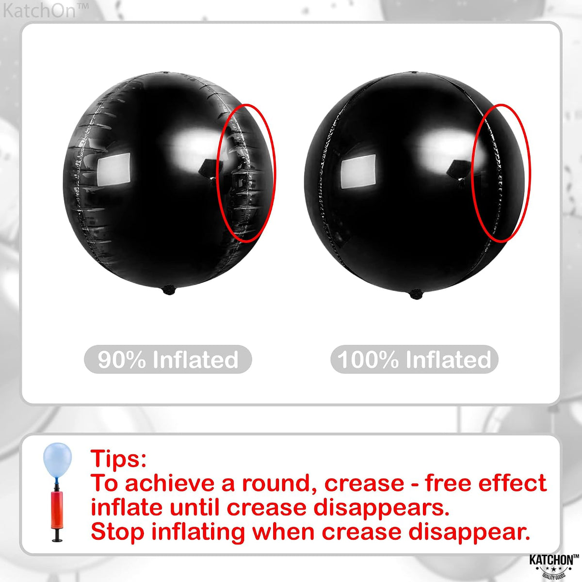 22-Inch Black Mylar Round Foil Balloons - Pack of 12
