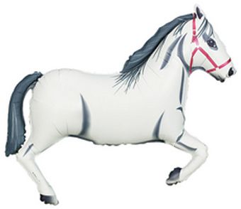 43" White Stallion Shape Helium Foil Balloons #15774