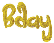 **SPECIAL**36" Bday Script Gold Connected Word Phrase #15759