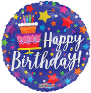 18" Happy Birthday Stars and Cake Helium Foil Balloon (5 Pack) #15801
