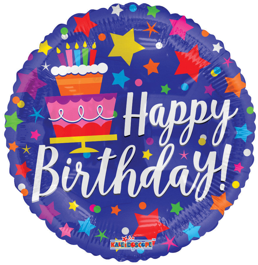 18" Happy Birthday Stars and Cake Helium Foil Balloon (5 Pack) #15801
