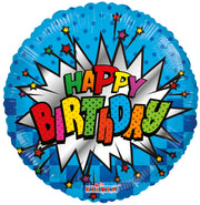 18" Happy Birthday Burst Helium Foil Balloon (5 Pack) #15811-18