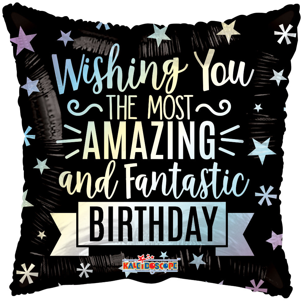 18" Wishing You an Amazing Birthday Square Helium Foil Balloon (5 Pack) #15814