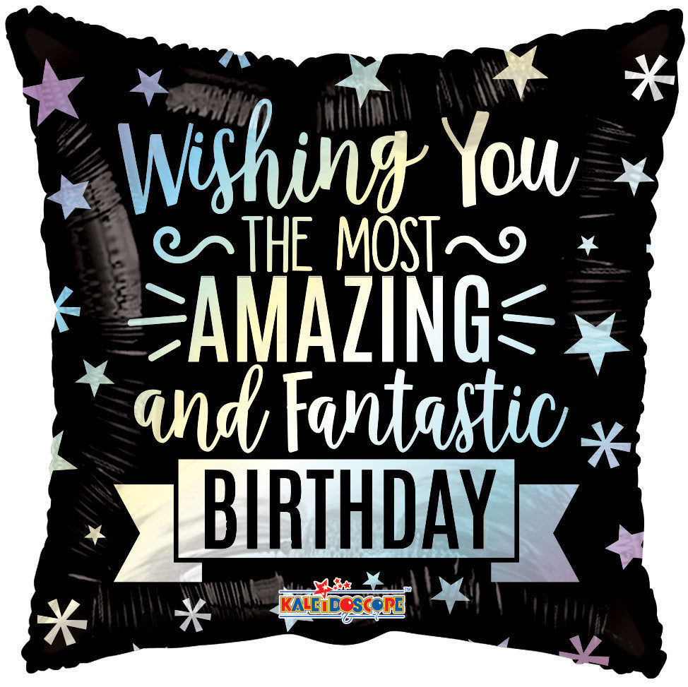 18" Wishing You an Amazing Birthday Square Helium Foil Balloon (5 Pack) #15814
