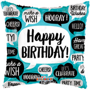 18" Happy Birthday Quotes Helium Foil Balloon (5 Pack) #15815