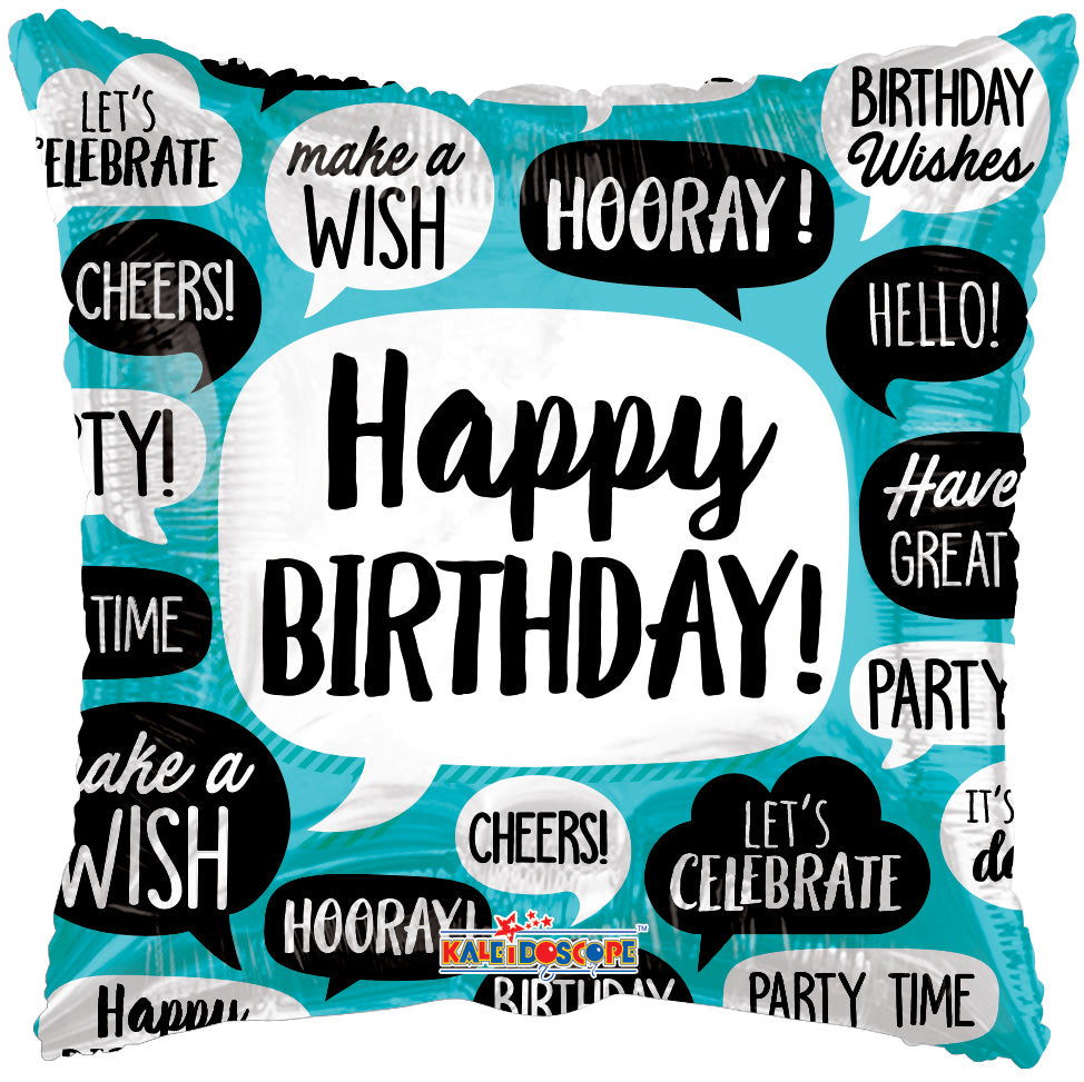 18" Happy Birthday Quotes Helium Foil Balloon (5 Pack) #15815