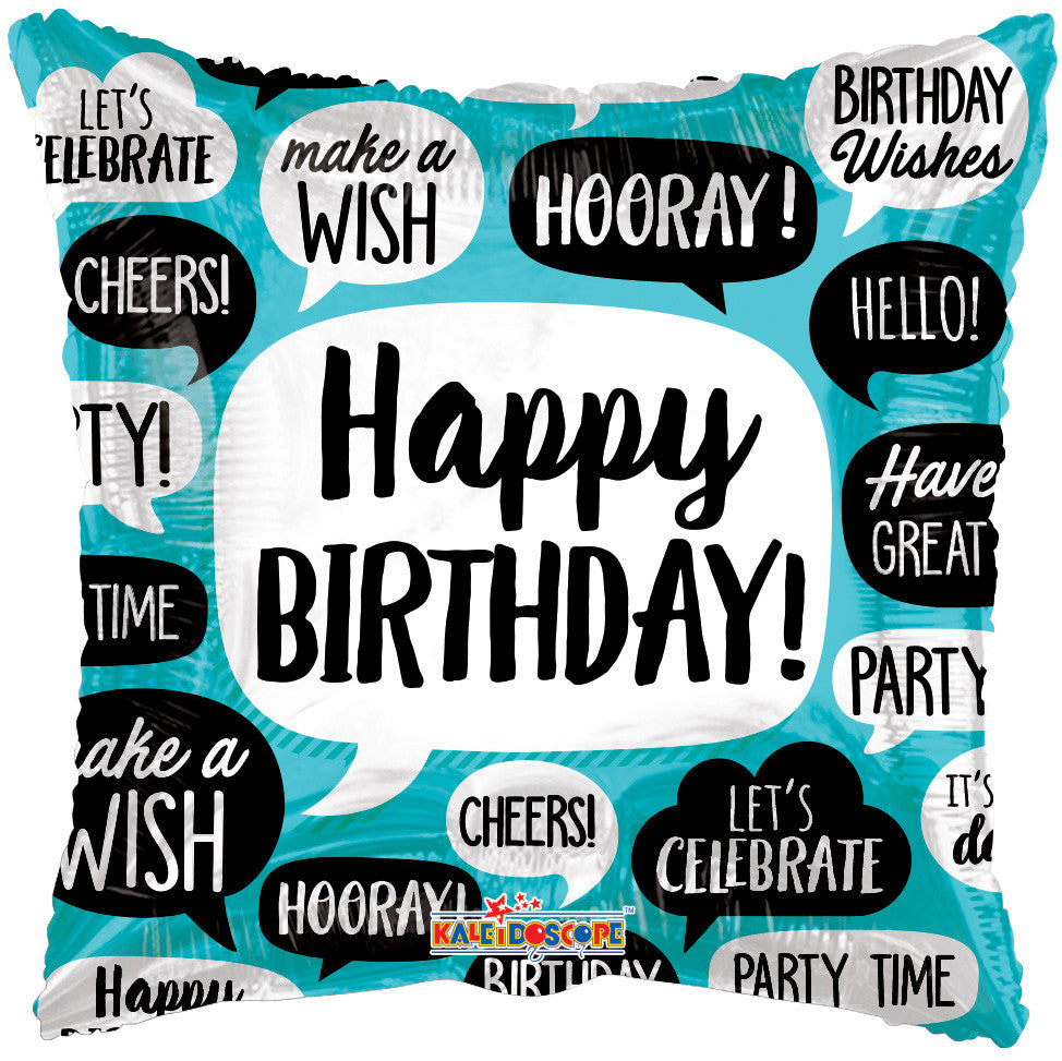 18" Happy Birthday Quotes Helium Foil Balloon (5 Pack) #15815