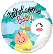 18" Welcome Baby Stork Helium Foil Balloon (5 PACK) #15834