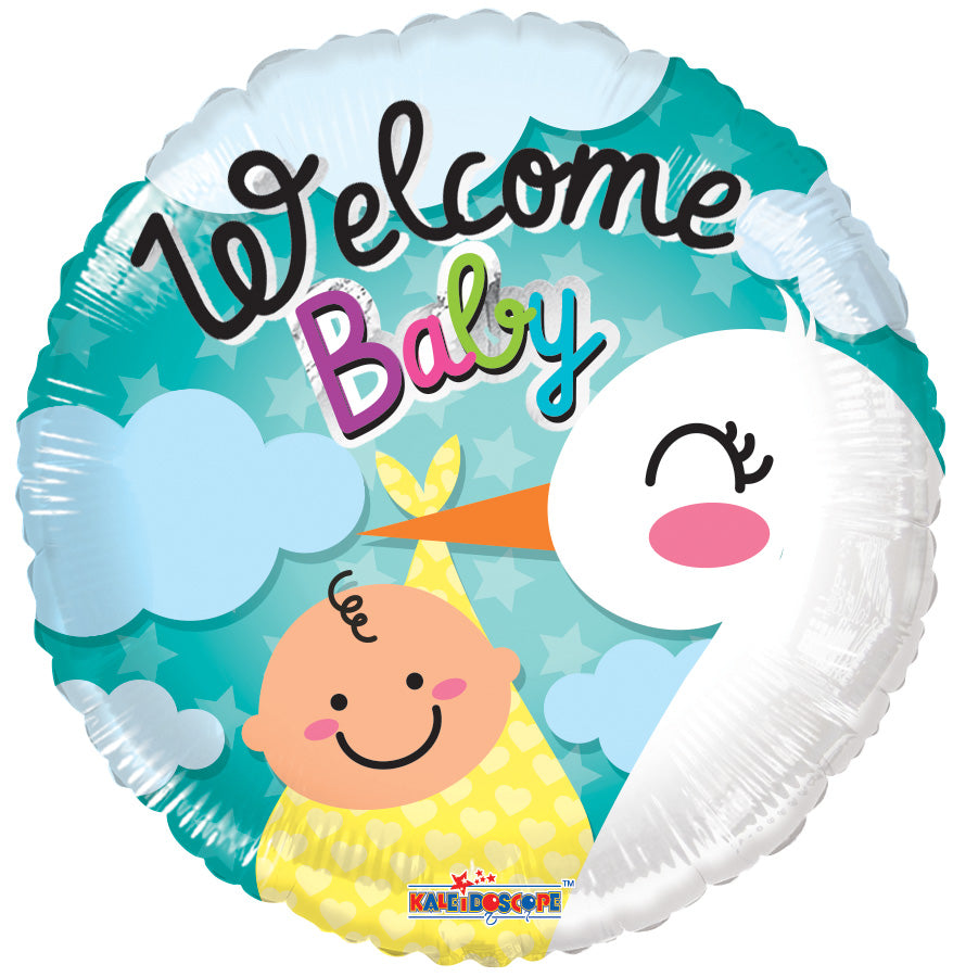 18" Welcome Baby Stork Helium Foil Balloon (5 PACK) #15834