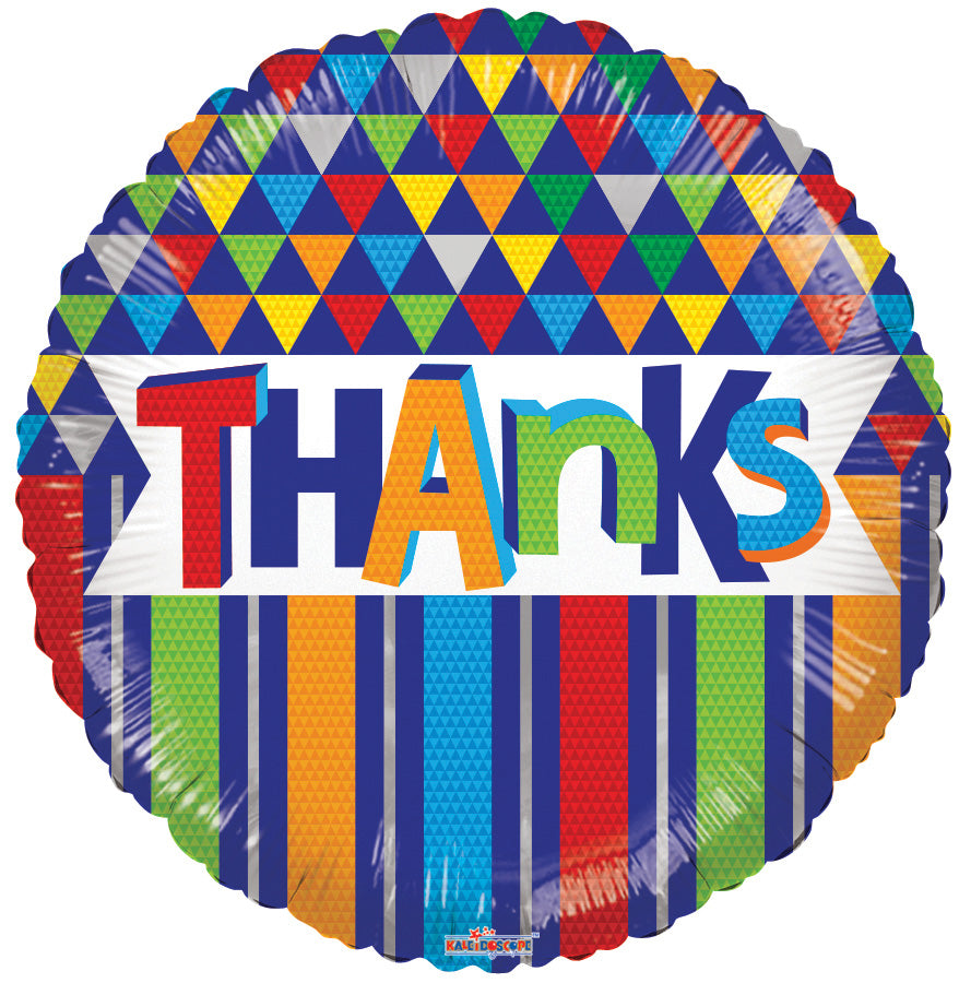18" Thanks! Lines with Triangles Helium Foil Balloons (5 Pack) #15838