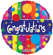 18" Congratulations Stripes Foil Helium Balloons (5 Pack) #15840