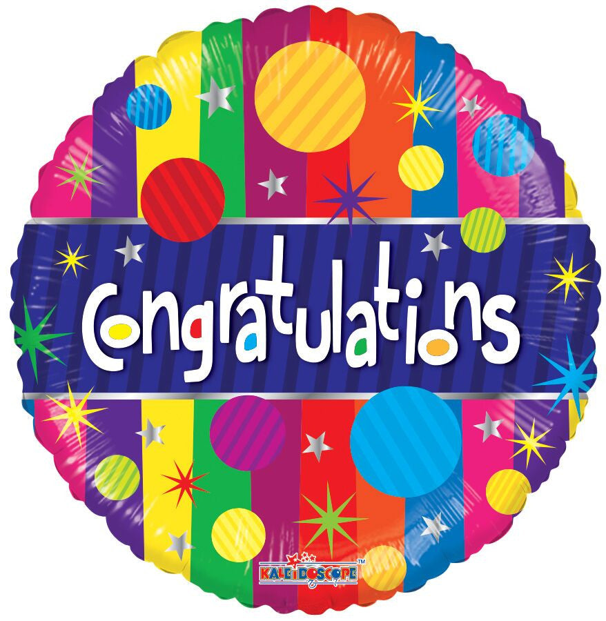 18" Congratulations Stripes Foil Helium Balloons (5 Pack) #15840