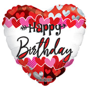18" Happy Birthday Hearts Helium Foil Balloon (5 Pack) #15843