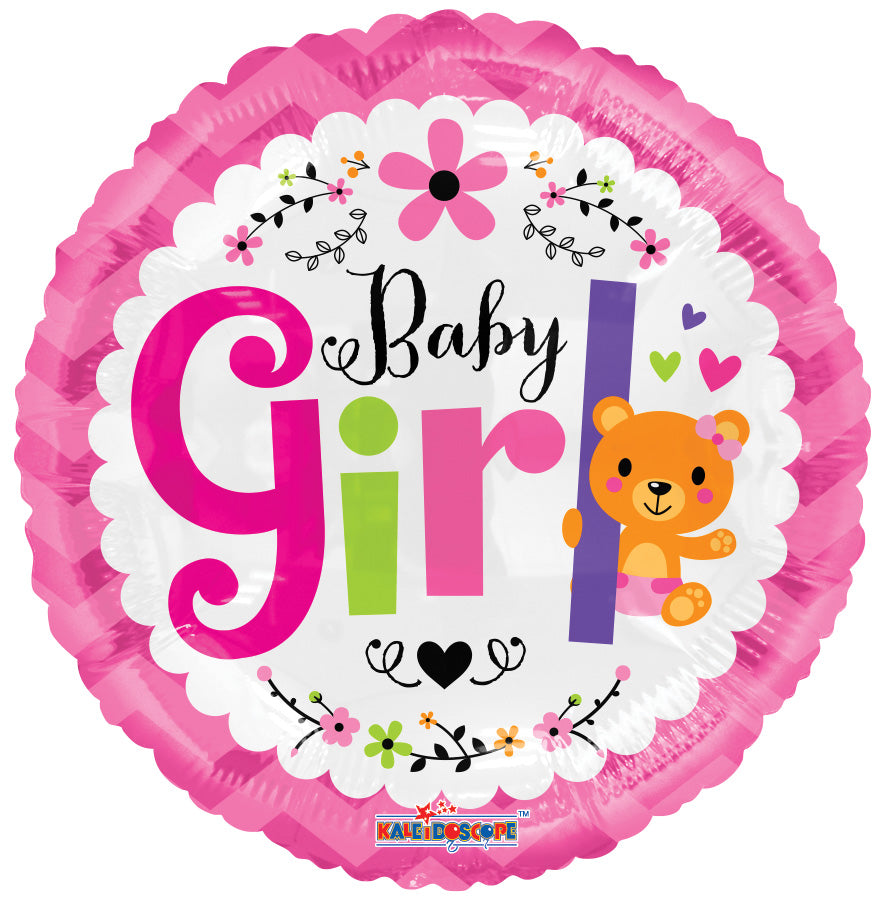 18" Baby Girl Balloons Bear Helium Foil Balloon (5 Pack) #15849